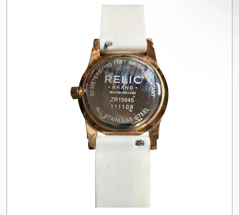 Relic ZR15645 Women's Chronograph Watch with White Silicone Band